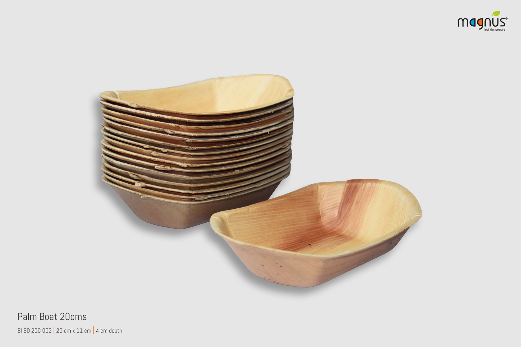 Palm leaf Plates - Small Boat 20 cms